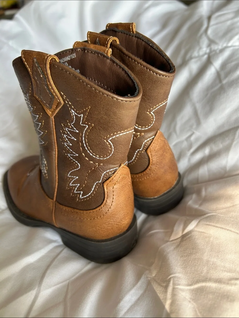 wonder nation Brown Kids Cowboy Boots with Embroidered Accents